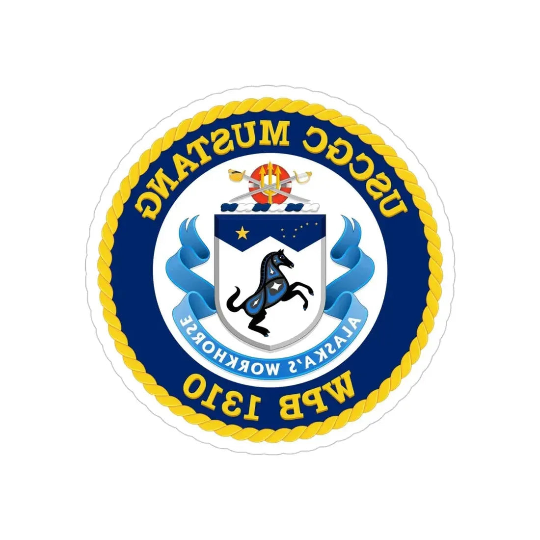 USCGC Mustang WPB 1310 (U.S. Coast Guard) REVERSE PRINT Transparent Die-Cut STICKER 4 Inch Die-Cut Transparent - The Sticker Space