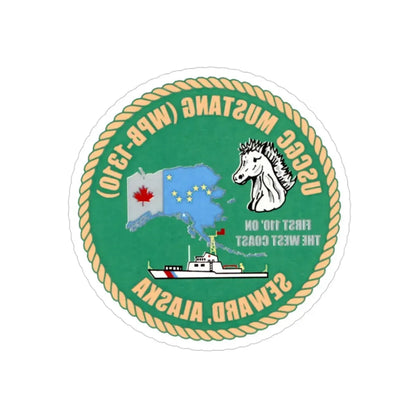 USCGC Mustang WPB 1310 v2 (U.S. Coast Guard) REVERSE PRINT Transparent Die-Cut STICKER 3 Inch Die-Cut Transparent - The Sticker Space