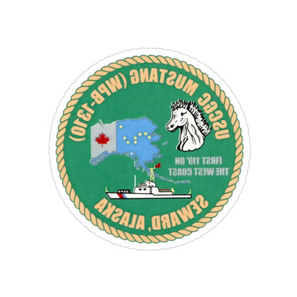 USCGC Mustang WPB 1310 v2 (U.S. Coast Guard) REVERSE PRINT Transparent Die-Cut STICKER 4 Inch Die-Cut Transparent - The Sticker Space