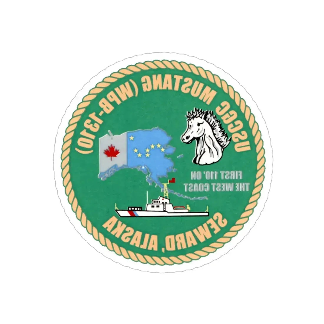 USCGC Mustang WPB 1310 v2 (U.S. Coast Guard) REVERSE PRINT Transparent Die-Cut STICKER 5 Inch Die-Cut Transparent - The Sticker Space