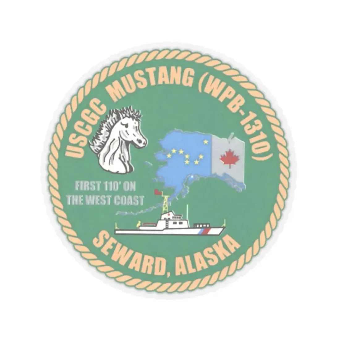 USCGC Mustang WPB 1310 v2 (U.S. Coast Guard) STICKER Vinyl Kiss-Cut Decal 2 Inch Transparent - The Sticker Space
