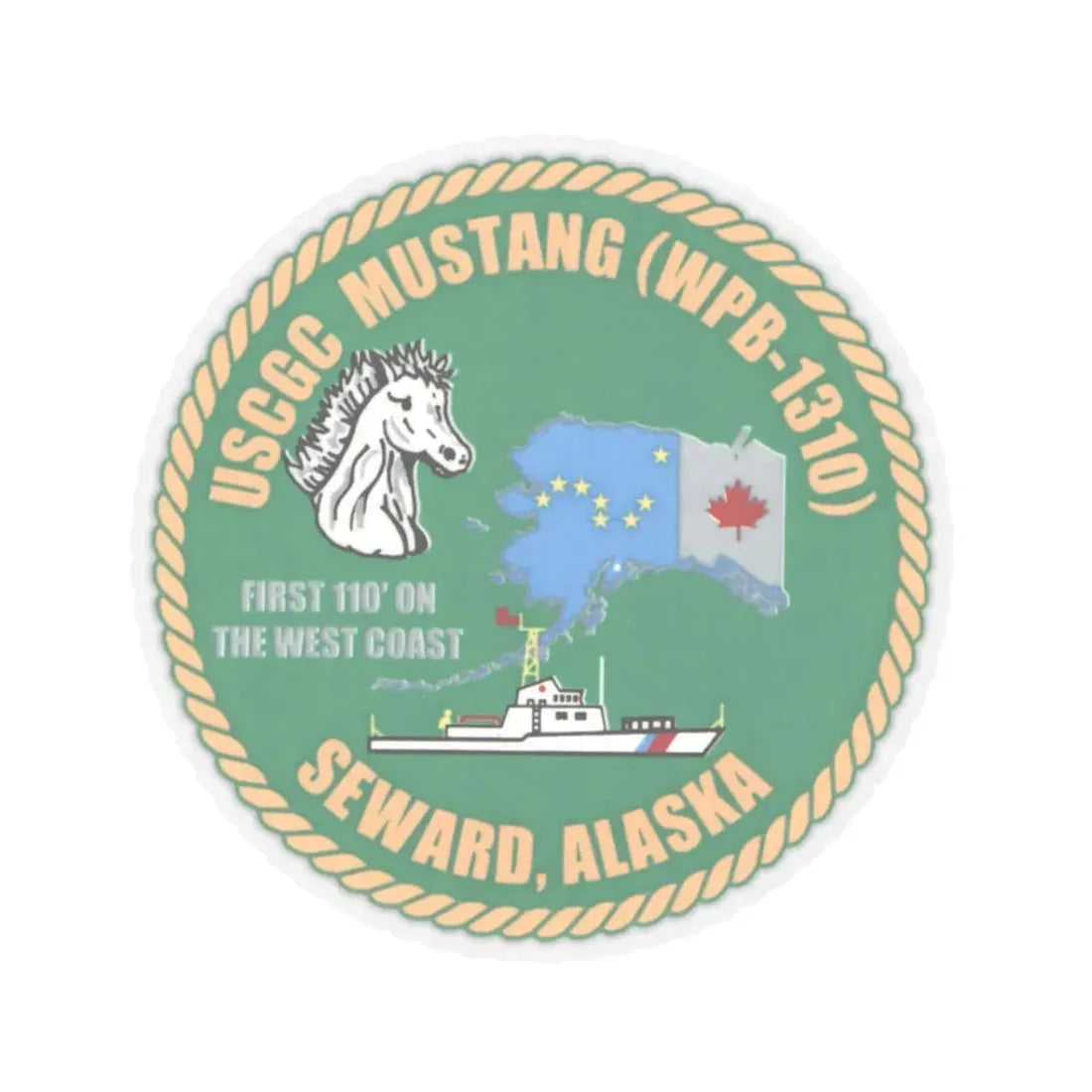 USCGC Mustang WPB 1310 v2 (U.S. Coast Guard) STICKER Vinyl Kiss-Cut Decal 3 Inch Transparent - The Sticker Space