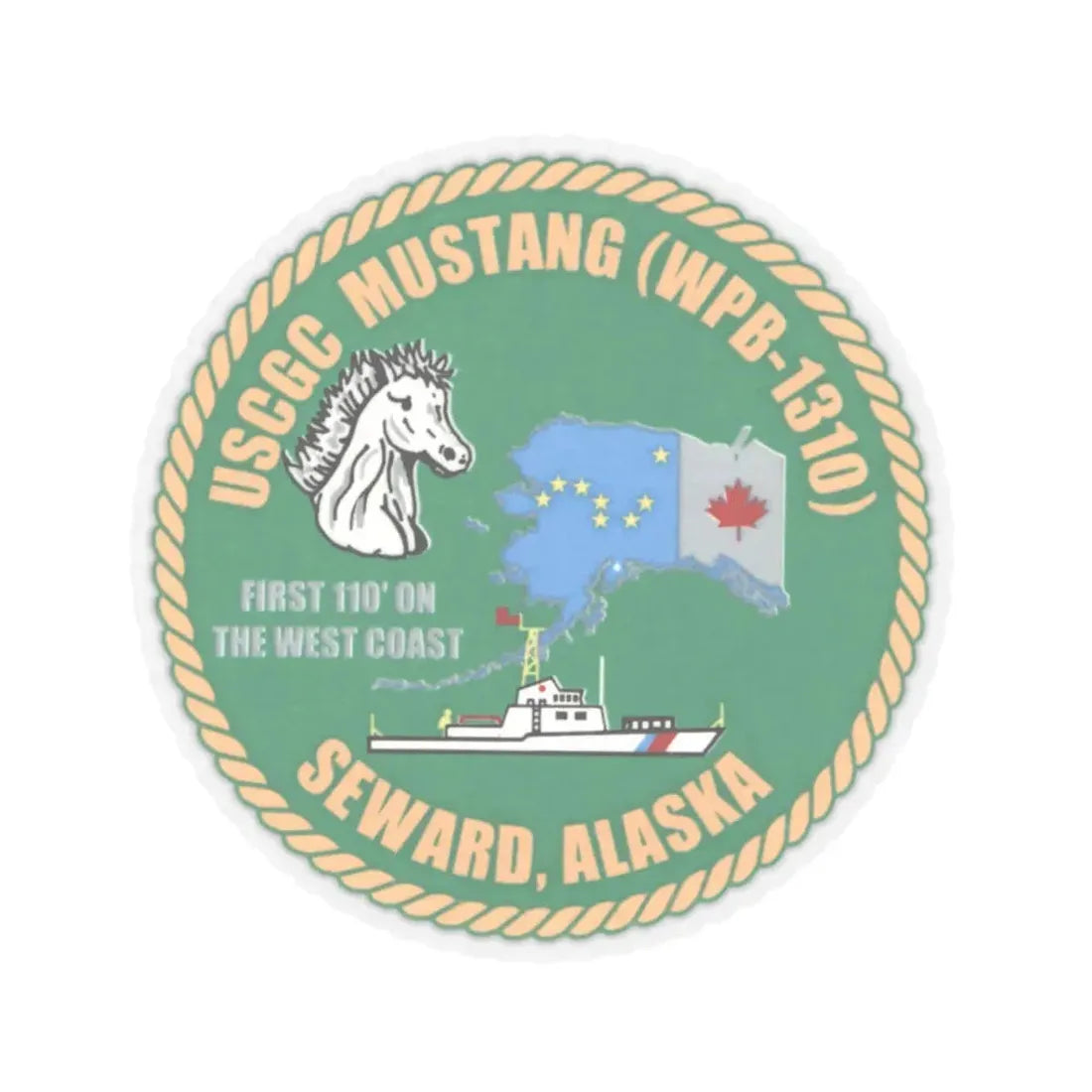 USCGC Mustang WPB 1310 v2 (U.S. Coast Guard) STICKER Vinyl Kiss-Cut Decal 6 Inch Transparent - The Sticker Space