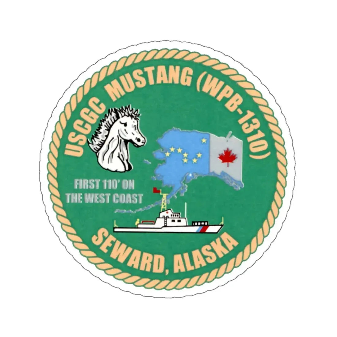 USCGC Mustang WPB 1310 v2 (U.S. Coast Guard) STICKER Vinyl Kiss-Cut Decal 6 Inch White - The Sticker Space