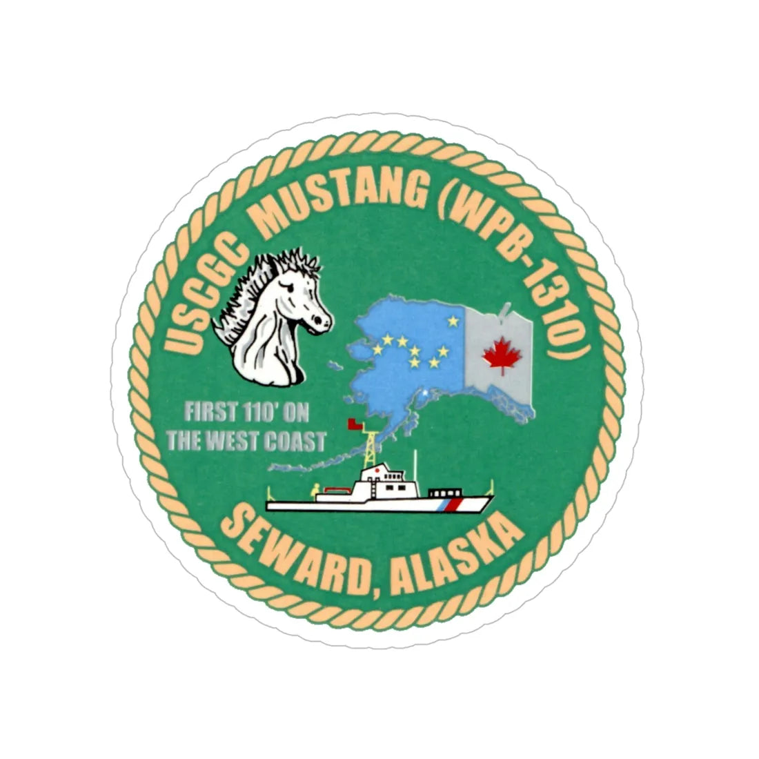 USCGC Mustang WPB 1310 v2 (U.S. Coast Guard) Transparent STICKER Die-Cut Vinyl Decal 5 Inch - The Sticker Space
