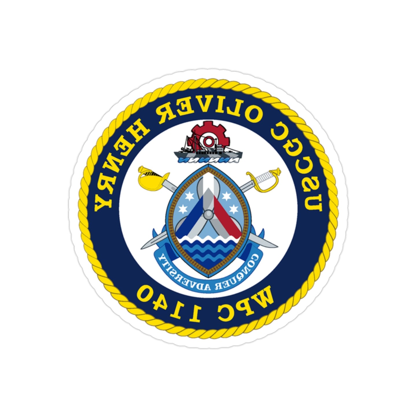 USCGC Oliver Henry WPC 1140 (U.S. Coast Guard) REVERSE PRINT Transparent STICKER-2" × 2"-The Sticker Space