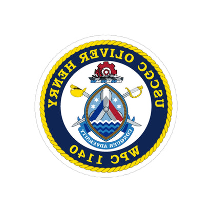 USCGC Oliver Henry WPC 1140 (U.S. Coast Guard) REVERSE PRINT Transparent STICKER-3" × 3"-The Sticker Space