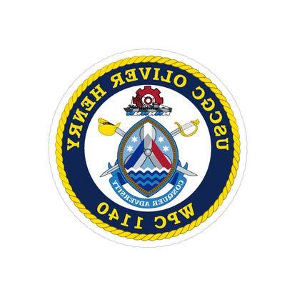 USCGC Oliver Henry WPC 1140 (U.S. Coast Guard) REVERSE PRINT Transparent STICKER-5" × 5"-The Sticker Space