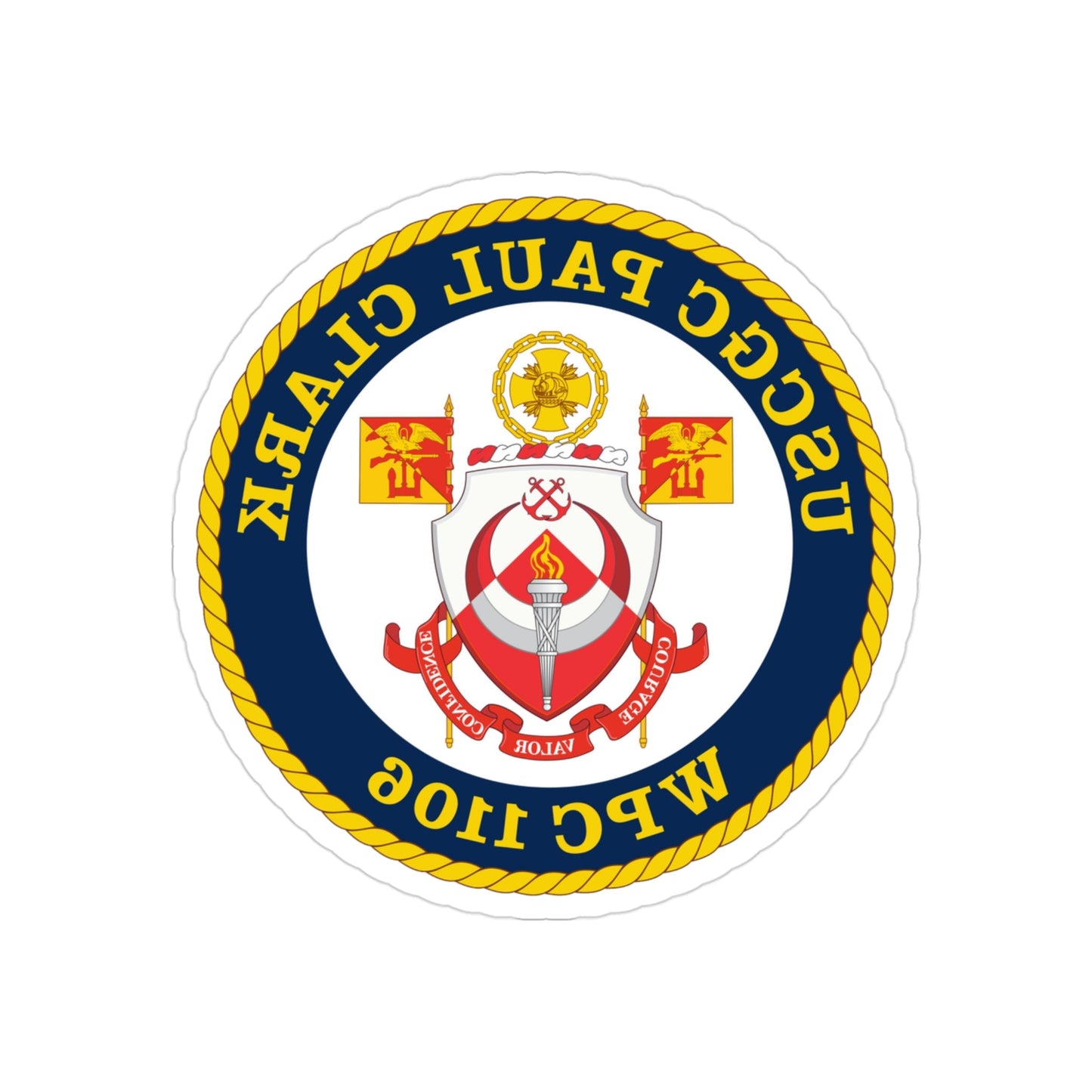 USCGC Paul Clark WPC 1106 (U.S. Coast Guard) REVERSE PRINT Transparent STICKER-3" × 3"-The Sticker Space