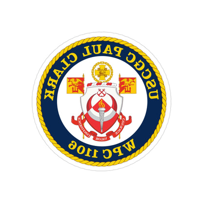 USCGC Paul Clark WPC 1106 (U.S. Coast Guard) REVERSE PRINT Transparent STICKER-3" × 3"-The Sticker Space