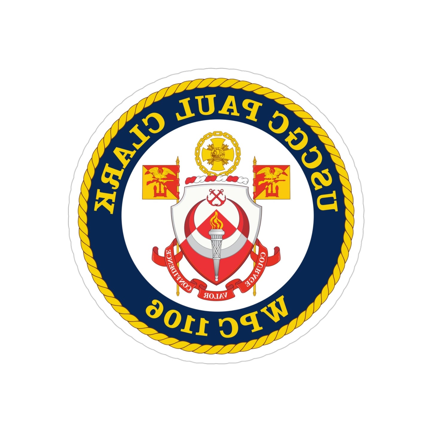 USCGC Paul Clark WPC 1106 (U.S. Coast Guard) REVERSE PRINT Transparent STICKER-4" × 4"-The Sticker Space