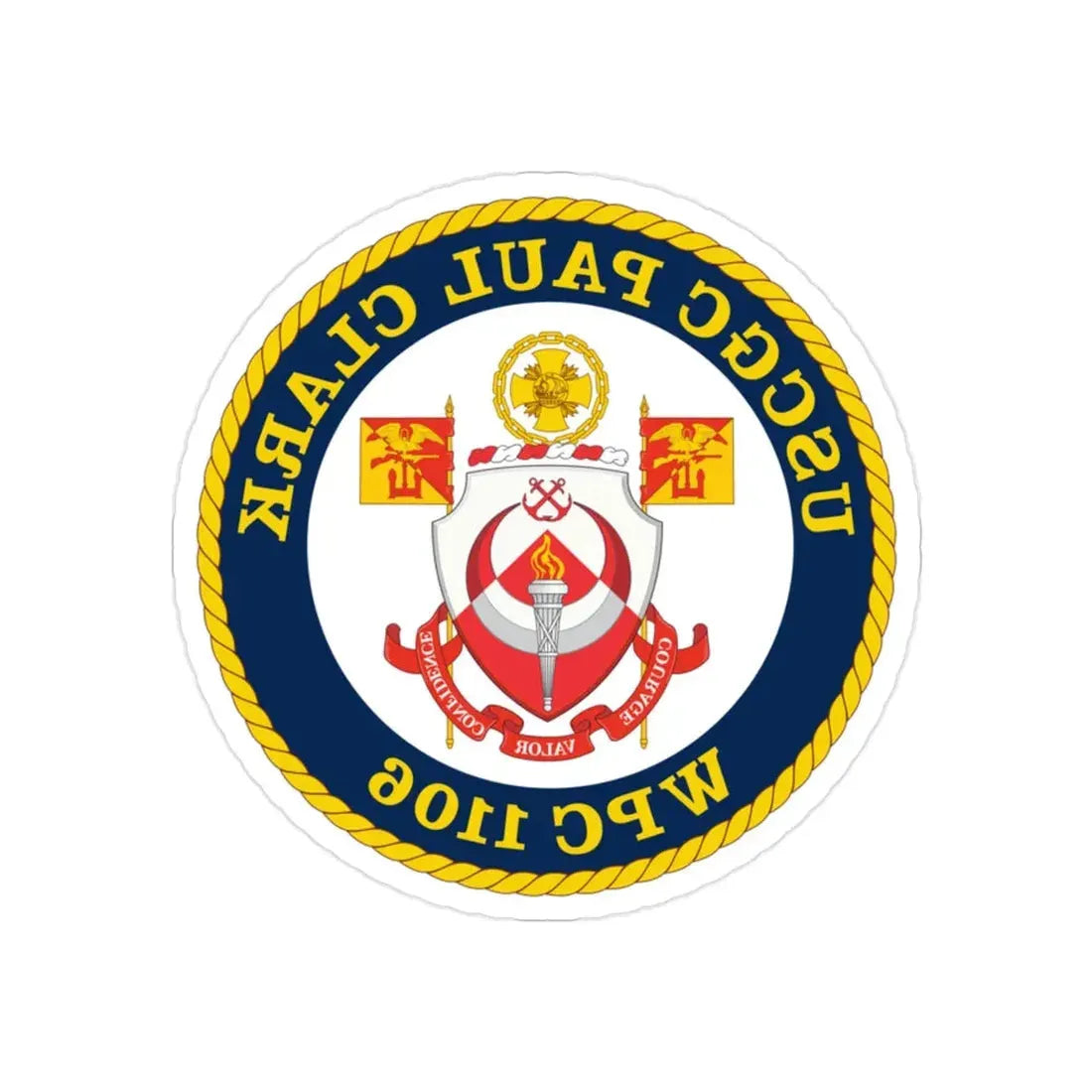 USCGC Paul Clark WPC 1106 (U.S. Coast Guard) REVERSE PRINT Transparent Die-Cut STICKER 2 Inch Die-Cut Transparent - The Sticker Space