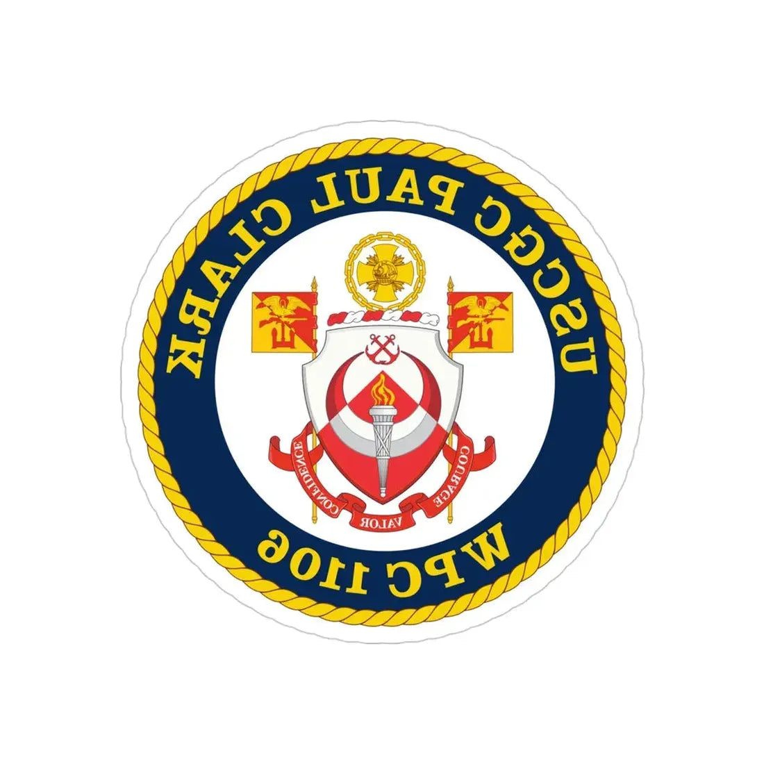 USCGC Paul Clark WPC 1106 (U.S. Coast Guard) REVERSE PRINT Transparent Die-Cut STICKER 4 Inch Die-Cut Transparent - The Sticker Space