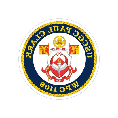 USCGC Paul Clark WPC 1106 (U.S. Coast Guard) REVERSE PRINT Transparent Die-Cut STICKER 4 Inch Die-Cut Transparent - The Sticker Space