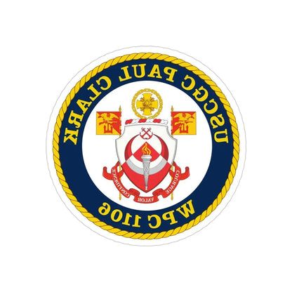 USCGC Paul Clark WPC 1106 (U.S. Coast Guard) REVERSE PRINT Transparent Die-Cut STICKER 5 Inch Die-Cut Transparent - The Sticker Space