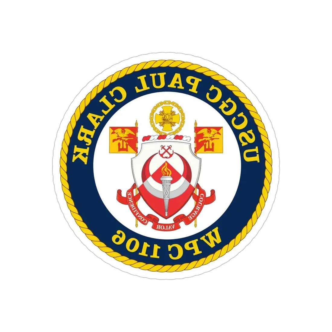 USCGC Paul Clark WPC 1106 (U.S. Coast Guard) REVERSE PRINT Transparent Die-Cut STICKER 6 Inch Die-Cut Transparent - The Sticker Space