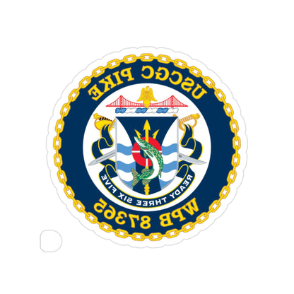 USCGC Pike WPB 87365 (U.S. Coast Guard) REVERSE PRINT Transparent STICKER-2" × 2"-The Sticker Space