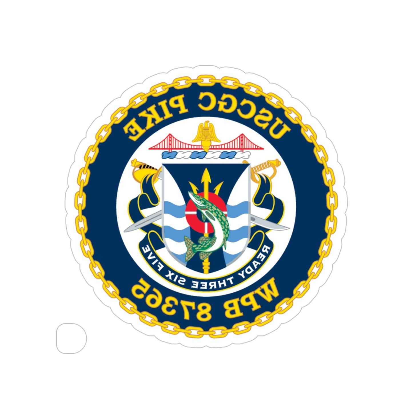 USCGC Pike WPB 87365 (U.S. Coast Guard) REVERSE PRINT Transparent STICKER-4" × 4"-The Sticker Space