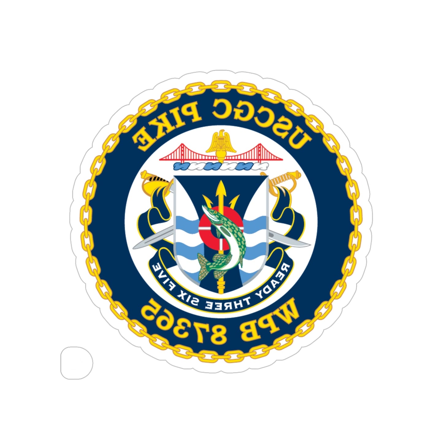 USCGC Pike WPB 87365 (U.S. Coast Guard) REVERSE PRINT Transparent STICKER-5" × 5"-The Sticker Space