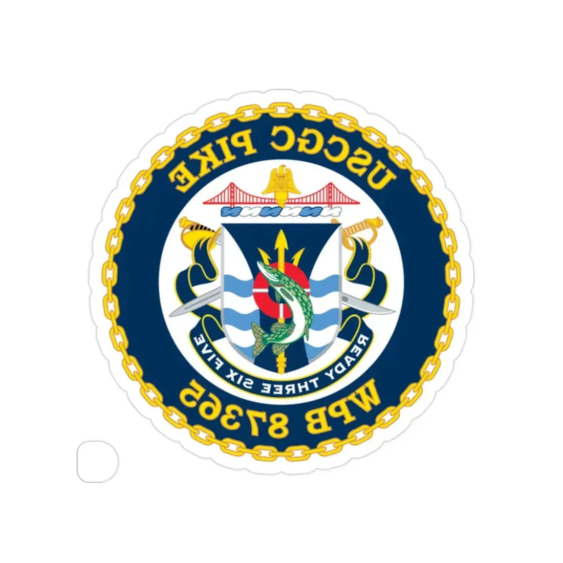 USCGC Pike WPB   87365 (U.S. Coast Guard) REVERSE PRINT Transparent Die-Cut STICKER 2 Inch Die-Cut Transparent - The Sticker Space