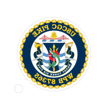 USCGC Pike WPB   87365 (U.S. Coast Guard) REVERSE PRINT Transparent Die-Cut STICKER 2 Inch Die-Cut Transparent - The Sticker Space