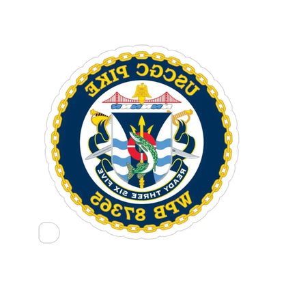 USCGC Pike WPB   87365 (U.S. Coast Guard) REVERSE PRINT Transparent Die-Cut STICKER 4 Inch Die-Cut Transparent - The Sticker Space