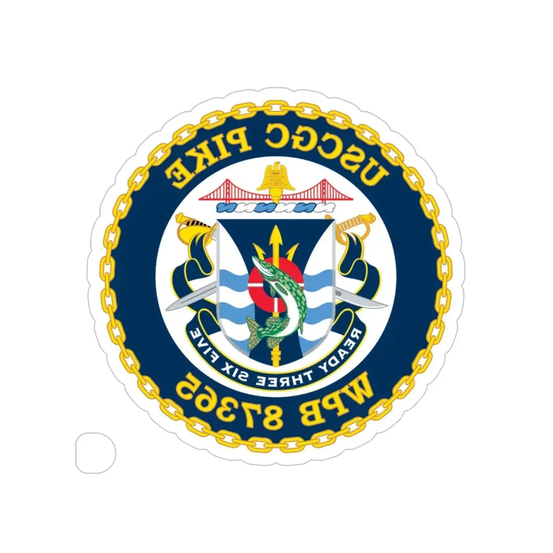 USCGC Pike WPB   87365 (U.S. Coast Guard) REVERSE PRINT Transparent Die-Cut STICKER 6 Inch Die-Cut Transparent - The Sticker Space
