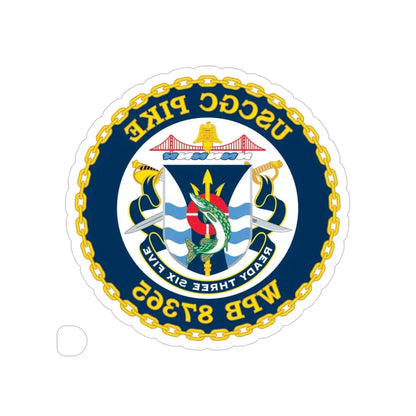 USCGC Pike WPB   87365 (U.S. Coast Guard) REVERSE PRINT Transparent Die-Cut STICKER 6 Inch Die-Cut Transparent - The Sticker Space