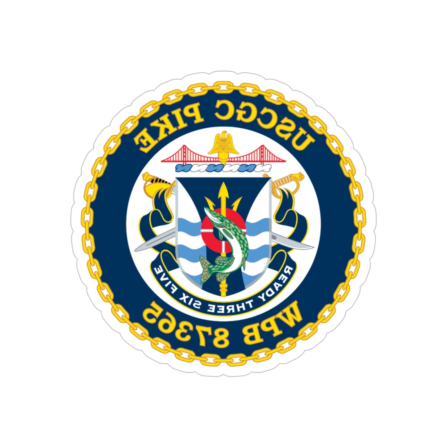 USCGC Plke WPB 87365 NEW 2010 (U.S. Coast Guard) REVERSE PRINT Transparent STICKER-5" × 5"-The Sticker Space