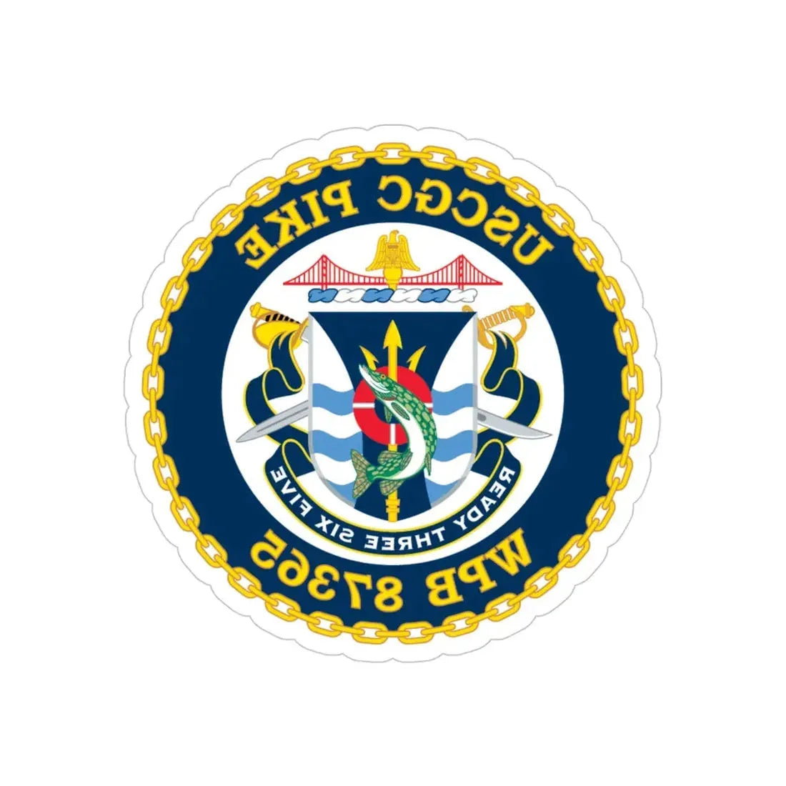 USCGC Plke WPB 87365 NEW 2010 (U.S. Coast Guard) REVERSE PRINT Transparent Die-Cut STICKER 4 Inch Die-Cut Transparent - The Sticker Space