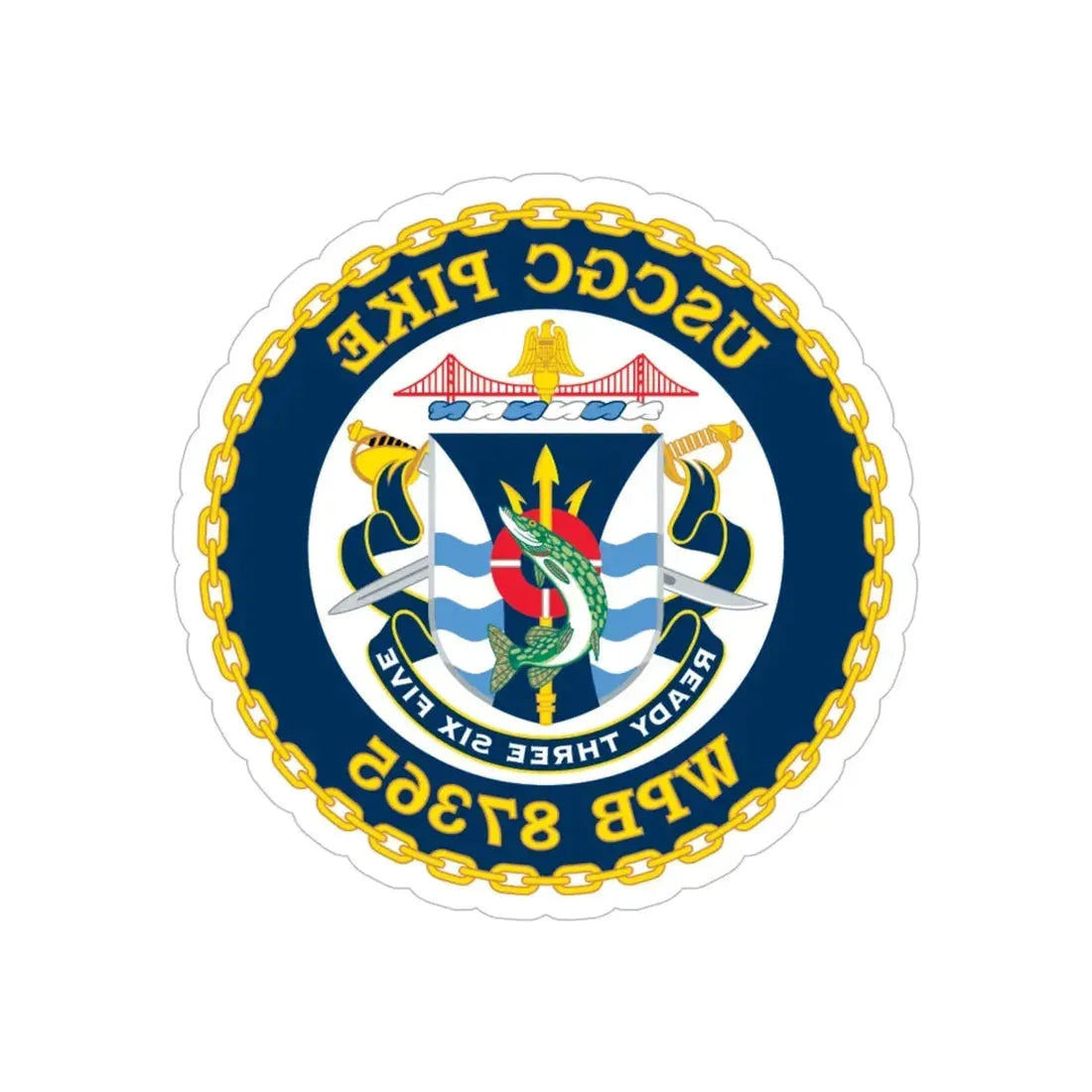 USCGC Plke WPB 87365 NEW 2010 (U.S. Coast Guard) REVERSE PRINT Transparent Die-Cut STICKER 5 Inch Die-Cut Transparent - The Sticker Space