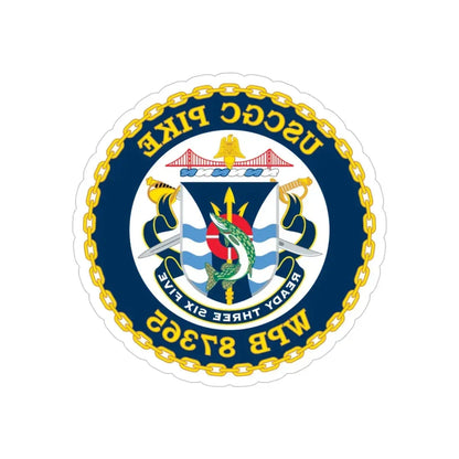 USCGC Plke WPB 87365 NEW 2010 (U.S. Coast Guard) REVERSE PRINT Transparent Die-Cut STICKER 5 Inch Die-Cut Transparent - The Sticker Space
