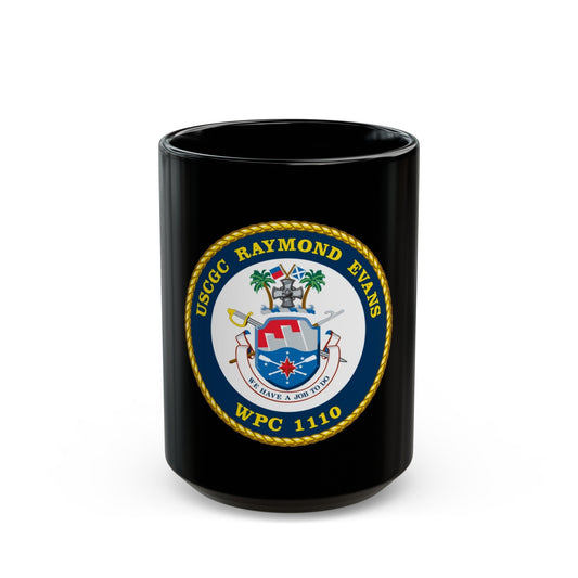 USCGC Raymond Evans WPC 1110 (U.S. Coast Guard) Black Coffee Mug-15oz-The Sticker Space