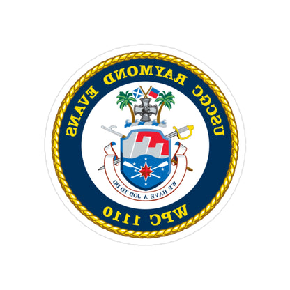 USCGC Raymond Evans WPC 1110 (U.S. Coast Guard) REVERSE PRINT Transparent STICKER-2" × 2"-The Sticker Space