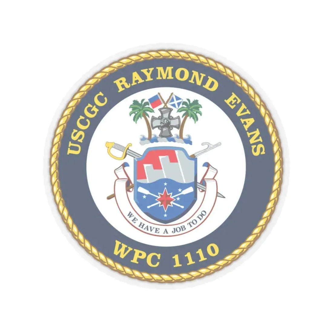 USCGC Raymond Evans WPC 1110 (U.S. Coast Guard) STICKER Vinyl Kiss-Cut Decal 4 Inch Transparent - The Sticker Space