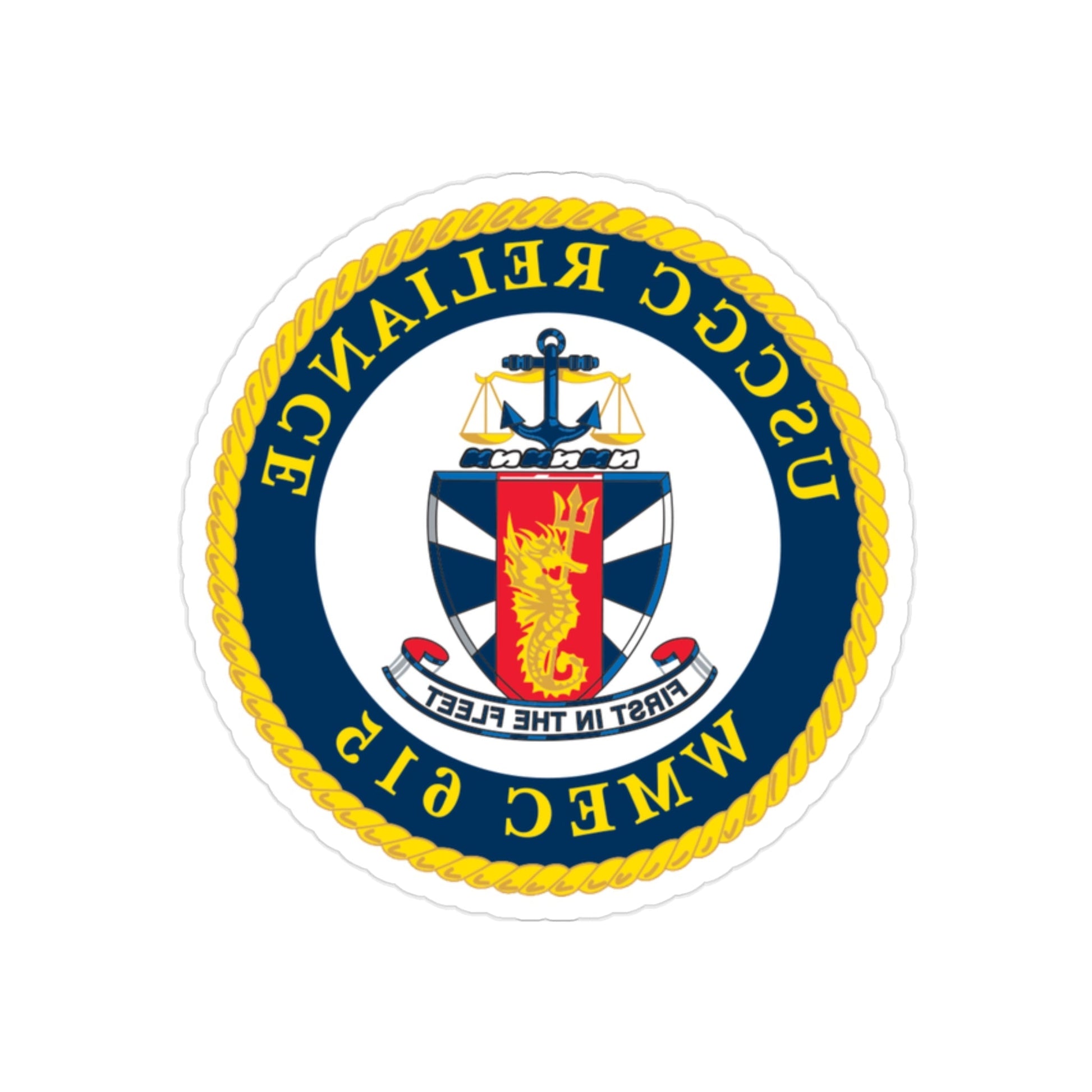 USCGC Reliance Glassware (U.S. Coast Guard) REVERSE PRINT Transparent STICKER-2 Inch-The Sticker Space