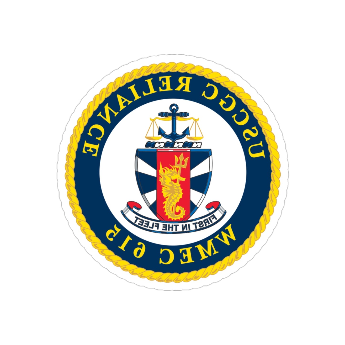 USCGC Reliance Glassware (U.S. Coast Guard) REVERSE PRINT Transparent STICKER-3 Inch-The Sticker Space