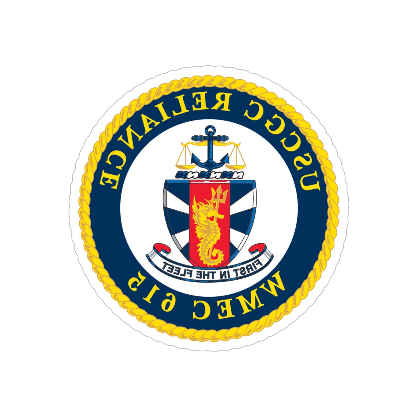 USCGC Reliance Glassware (U.S. Coast Guard) REVERSE PRINT Transparent STICKER-6 Inch-The Sticker Space