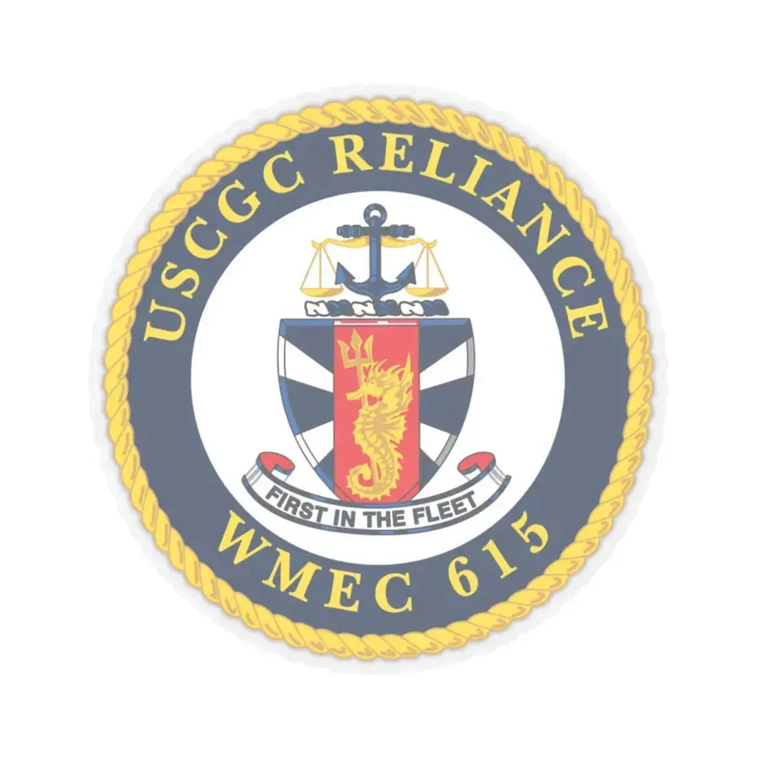 USCGC Reliance   Glassware (U.S. Coast Guard) STICKER Vinyl Kiss-Cut Decal 4 Inch Transparent - The Sticker Space
