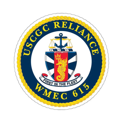 USCGC Reliance   Glassware (U.S. Coast Guard) STICKER Vinyl Kiss-Cut Decal 4 Inch White - The Sticker Space