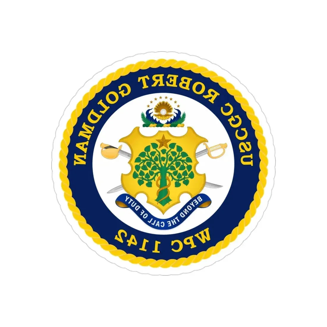 USCGC Robert Goldman WPC 1142 (U.S. Coast Guard) REVERSE PRINT Transparent Die-Cut STICKER 3 Inch Die-Cut Transparent - The Sticker Space