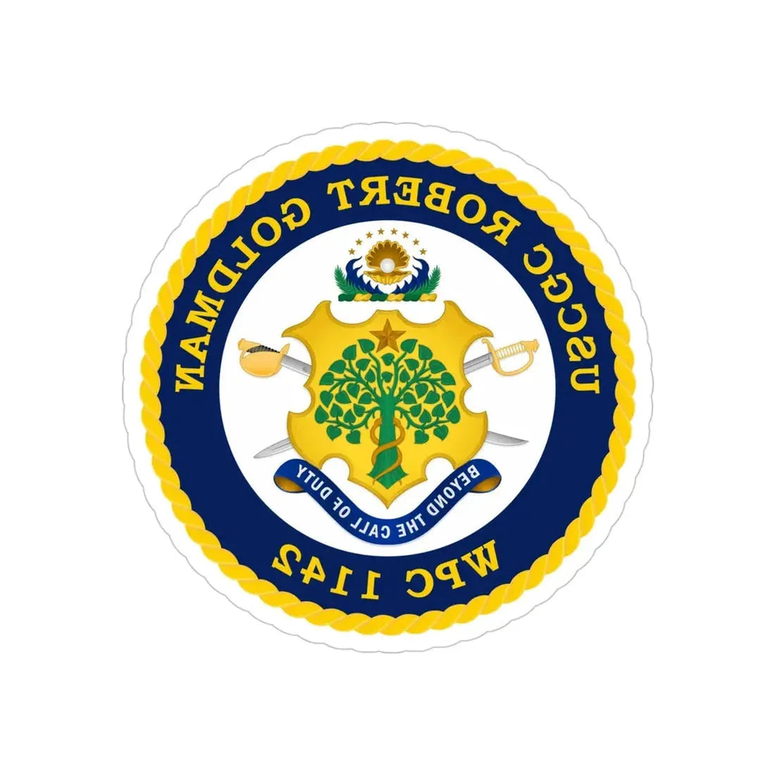 USCGC Robert Goldman WPC 1142 (U.S. Coast Guard) REVERSE PRINT Transparent Die-Cut STICKER 4 Inch Die-Cut Transparent - The Sticker Space