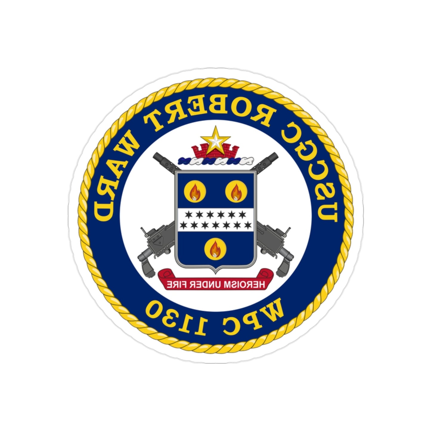 USCGC Robert Ward WPC 1130 (U.S. Coast Guard) REVERSE PRINT Transparent STICKER-2" × 2"-The Sticker Space