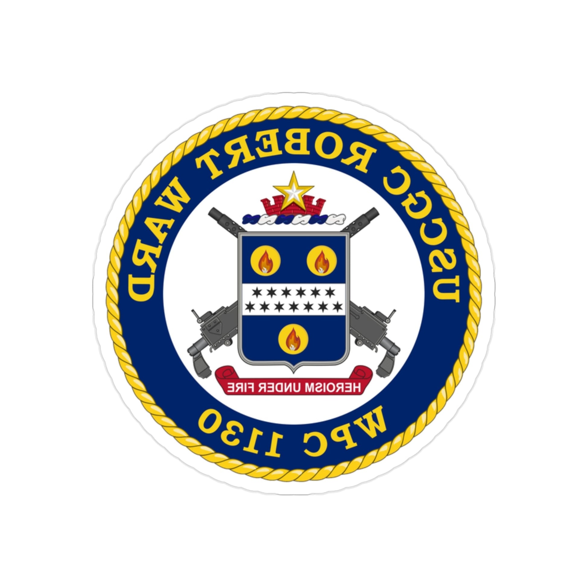 USCGC Robert Ward WPC 1130 (U.S. Coast Guard) REVERSE PRINT Transparent STICKER-2" × 2"-The Sticker Space