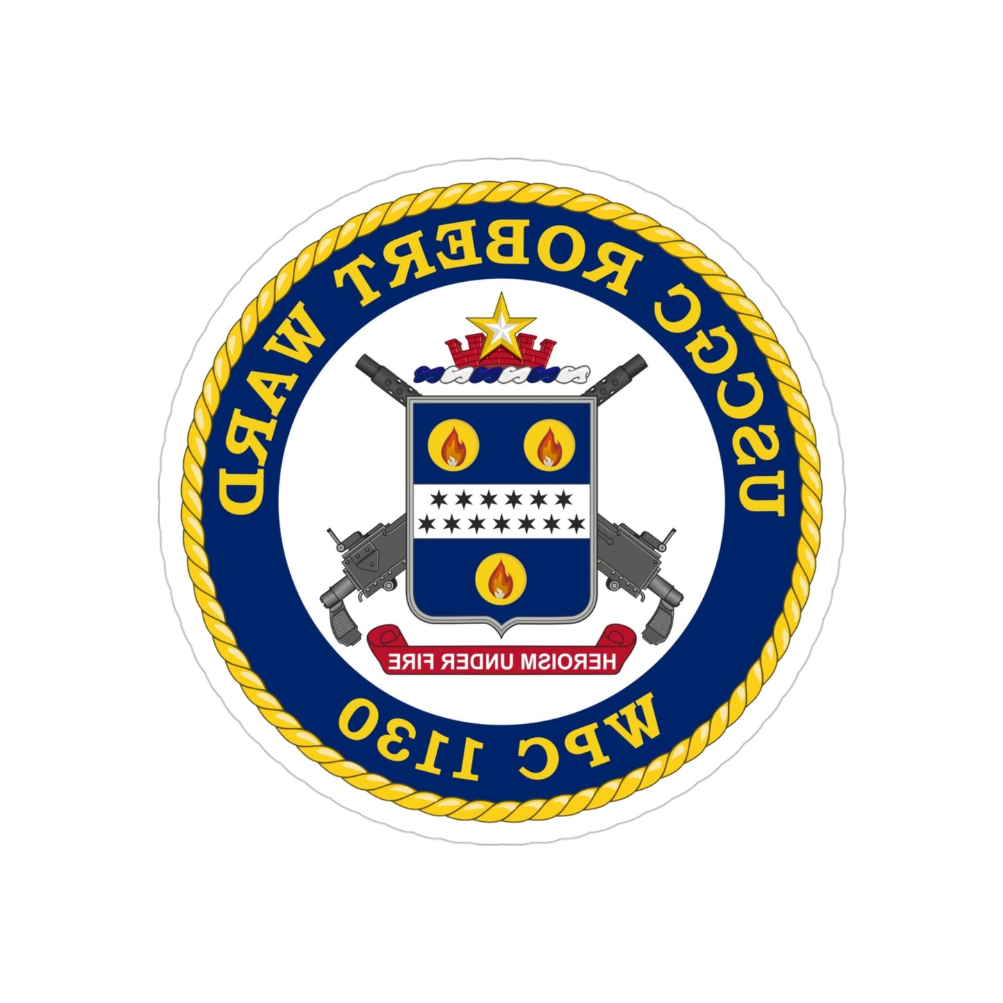 USCGC Robert Ward WPC 1130 (U.S. Coast Guard) REVERSE PRINT Transparent STICKER-4" × 4"-The Sticker Space