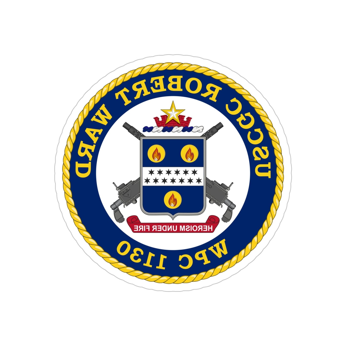 USCGC Robert Ward WPC 1130 (U.S. Coast Guard) REVERSE PRINT Transparent STICKER-5" × 5"-The Sticker Space