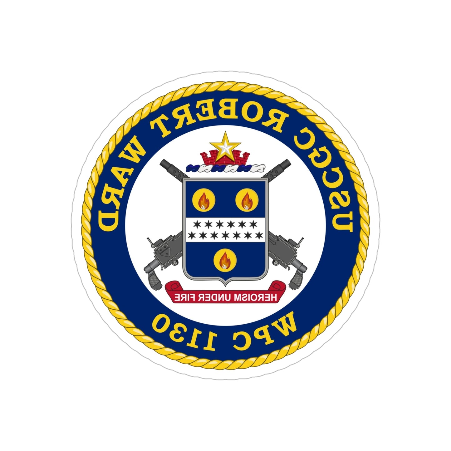 USCGC Robert Ward WPC 1130 (U.S. Coast Guard) REVERSE PRINT Transparent STICKER-6" × 6"-The Sticker Space