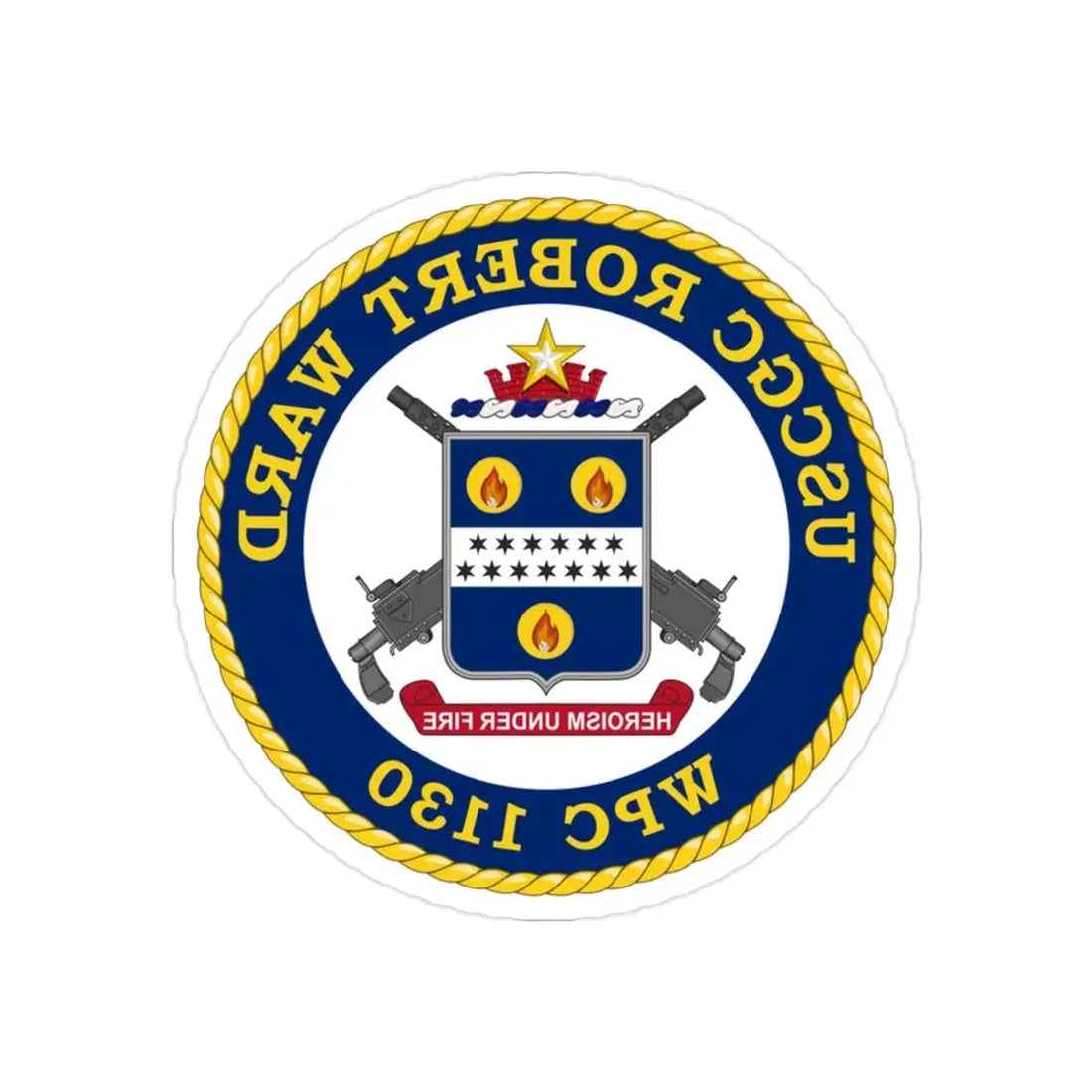 USCGC Robert Ward WPC 1130 (U.S. Coast Guard) REVERSE PRINT Transparent Die-Cut STICKER 2 Inch Die-Cut Transparent - The Sticker Space