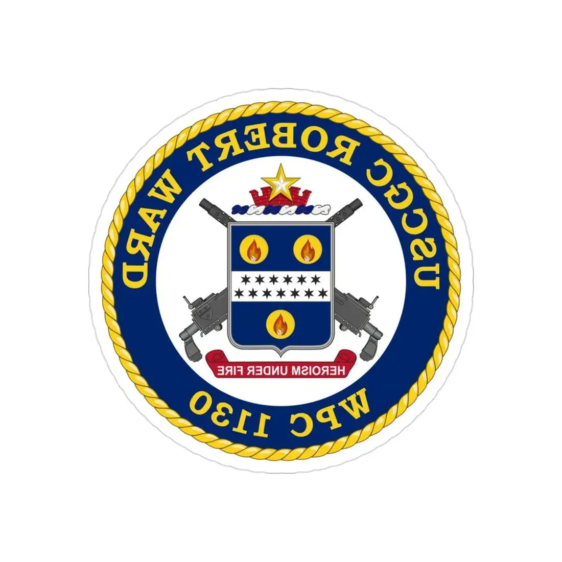 USCGC Robert Ward WPC 1130 (U.S. Coast Guard) REVERSE PRINT Transparent Die-Cut STICKER 3 Inch Die-Cut Transparent - The Sticker Space