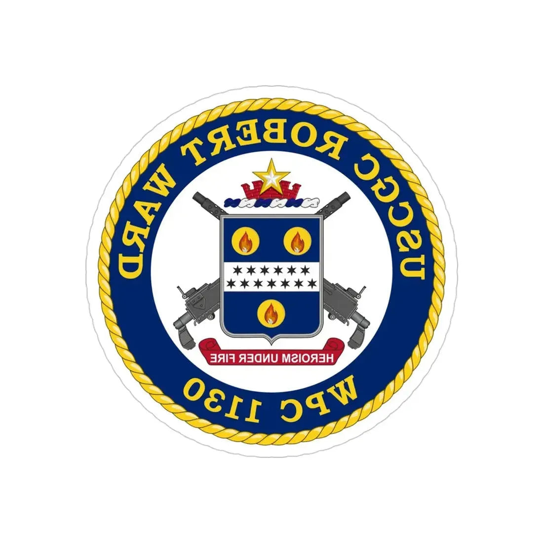 USCGC Robert Ward WPC 1130 (U.S. Coast Guard) REVERSE PRINT Transparent Die-Cut STICKER 4 Inch Die-Cut Transparent - The Sticker Space